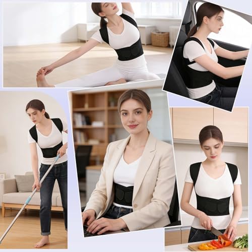 Back Brace Posture Corrector for Women and Men Upgraded Dynamic Traction Correction System Adjustable Shoulder Support Straightener Helps Reduce Upper Lower Back Pain Suitable for Hump Scoliosis Black Large