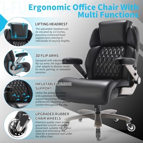Big and Tall Office Chair 700lbs, Ergonomic High Back Computer Desk Chair