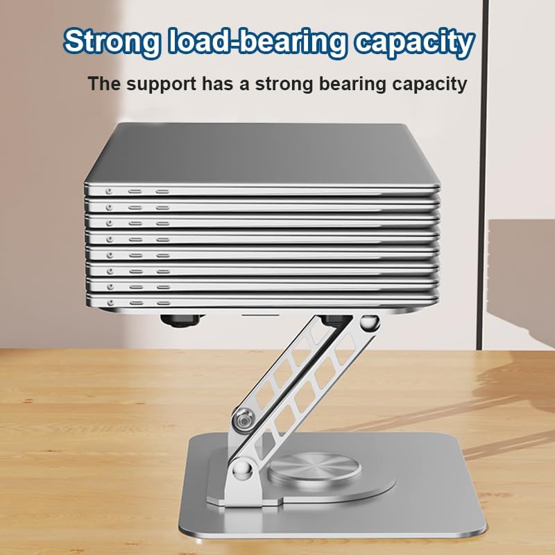 Laptop Cooling Stand with Fan, 360° Rotating Base, Adjustable Height, Portable Notebook Riser for Desk Gaming, Office, Movie Watching & Screen Sharing, Fits Up to 17 Inch Laptops
