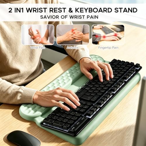 Wrist Rest with Keyboard Stand, Ergonomic Memory Foam Wrist Support