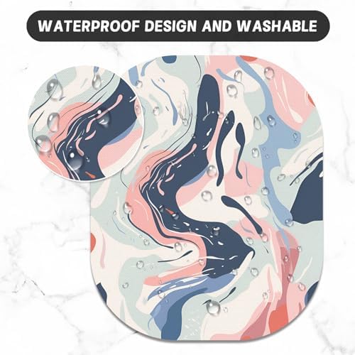 Small Mouse Pad, 6 x 7 Inch, Oval Mini Mouse Pad with Non-Slip Rubber Base for Laptop Wireless Mouse Keyboard Tray Mousepad, Patterns of Rivers