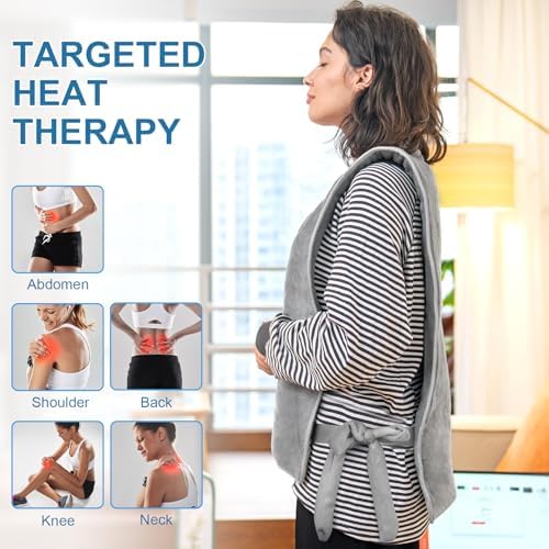 Heating Pad for Back Pain Relief and Period Cramps, 16”x54” Large Electric Heating Pad for Neck, Shoulders & Abdomen, 6 Heat Settings & 4 Timers Auto-Off, ETL Certified, Gifts for Women Men Mom Dad