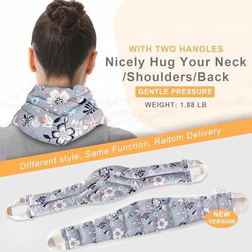 UNCN Long Wide Heating Pad for Neck and Shoulders Back 33x5.9in Microwavable Large Moist Heat Pack Warm Hot Compress Neck Wrap Weighted Bag Massage Reusable Herbal Nature Calming Portable Cotton
