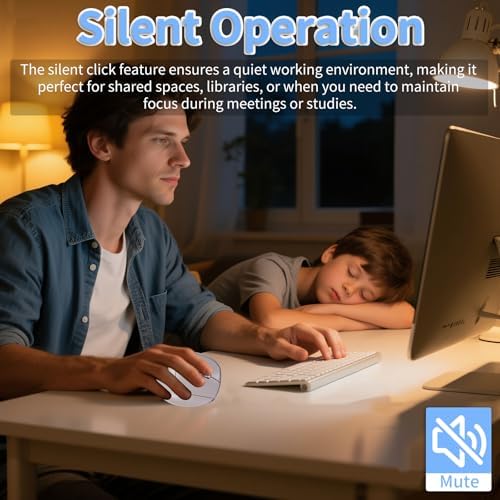 Bluetooth Wireless Vertical Mouse - Ergonomic Design, Rechargeable with Type-C, Silent Operation for Office and Home Use, Ideal for Professionals & Students (Gray)