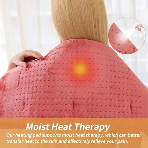 Massaging Weighted Heating Pad for Back Pain Relief,12"*24",Grapefruit Red