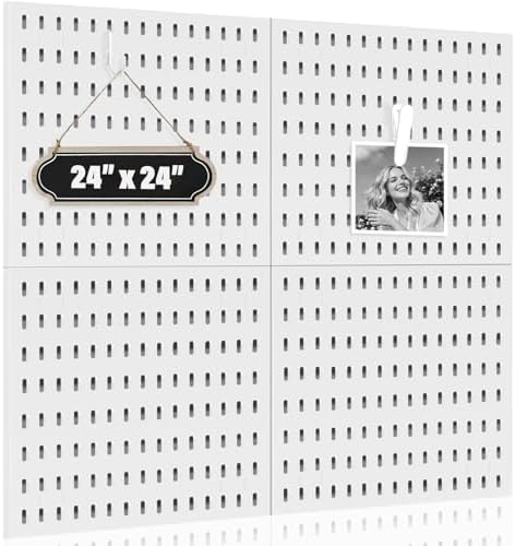 AKTOP Modular Plastic Peg Board Wall Organizer, 4 Pack, 12"x12", White