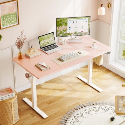 OffiGo 48" Pink Electric Standing Desk Height Adjustable for Home Office