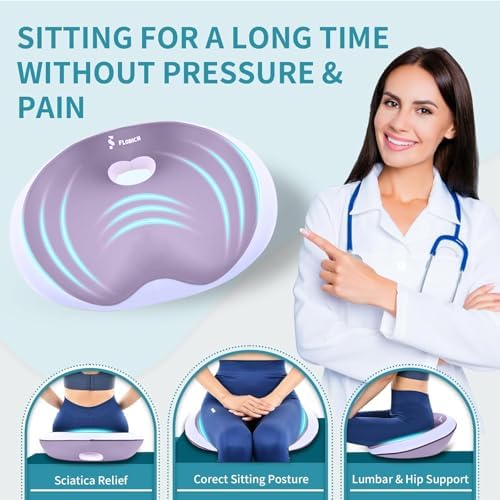 FLORICH Seat Cushion and Lumbar Support Pillow for Office Chair Car Neck Headrest Pillow Memory Foam Seat Pads Pressure Relief Back Cushion and Carseat Pads(Purple)