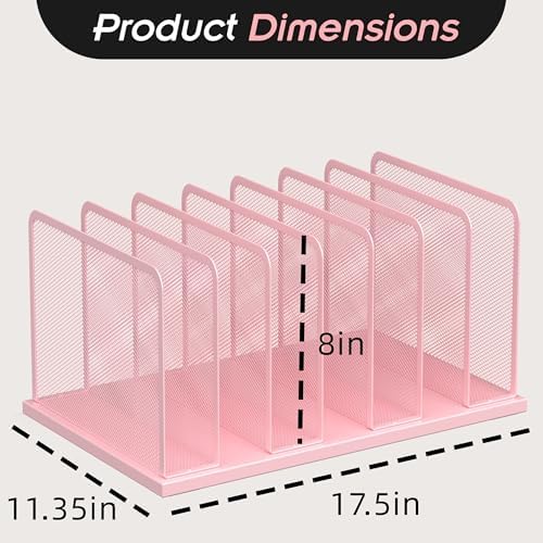 Kuntine.B 7-Section Upright Desk File Organizer Pink 2 Pack