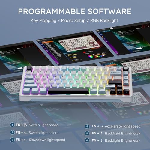 iLovBee B75 Wireless Mechanical Keyboard with Knob, Linear Switch, White