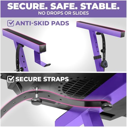 Liquid Stands Piano Keyboard Stand - Z Style Adjustable and Portable Heavy Duty Music Stand for Kids and Adults -Fits 54-88 Key Electric Pianos - Sturdy Musical Keyboard Stand (Purple)