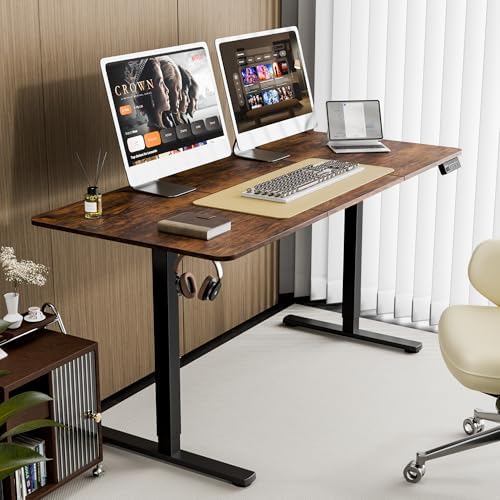 63"x28" Standing Desk, Height Adjustable Sit-Stand Home Office, Brown