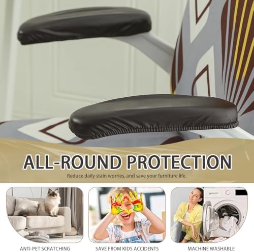 Office Chair Arm Covers Leather Office Removable Armrest Covering Stretch Water Resistant Chair Seat Hand Rest Protector for Computer Desk Chairs 1 Pair Coffee
