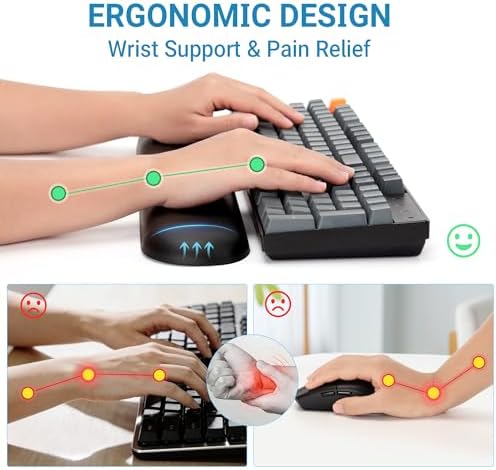 ASFSKY Leather Keyboard Wrist Rest, Full-Size Wrist Pad for Keyboards