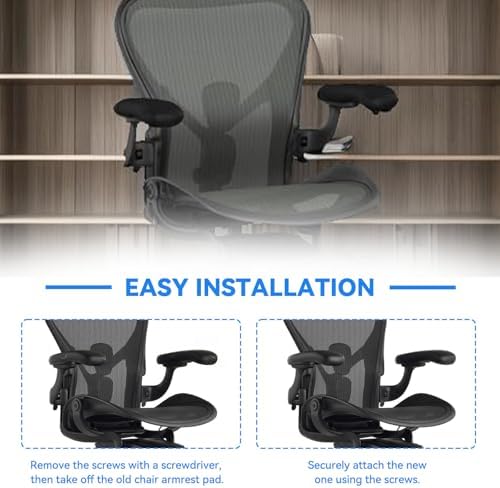 Chair Armrest Replacement Arm Pads Caps for Herman Miller Remastered Aeron Chair – Compatible with Remastered Version Only, Black 1 Pair(Not for Classic Aeron)