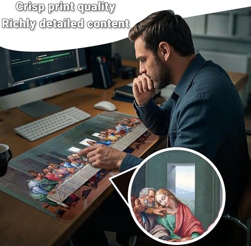 Mouse Pad with Last Supper – Religious Scenario Desk Pad – Portable Computer Mousepad – Gaming, Office, Waterproof, Non-Slip, Stitched Edges 35.5 x 15.7inches x 3mm