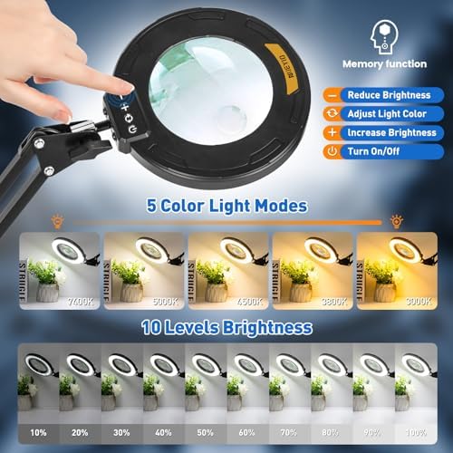 Ultra Long 3-Section Swing Arm 12X 30X Magnifying Glass with Light
