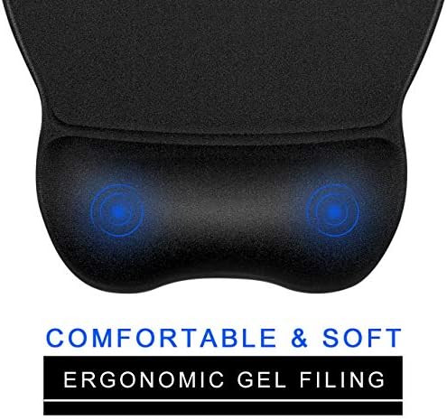 JIKIOU Ergonomic Mouse Pad with Gel Wrist Support, Comfortable Mousepad with Smooth Wrist Rest Surface and Non-Slip PU Base for Pain Relief Computer Laptop Office Home Black, 9.2 x 8.1 in (Pack of 3)