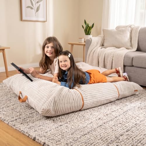 Big Joe Turnabout 3-in-1 Convertible Kids Bean Bag Chair, Vanilla Latte