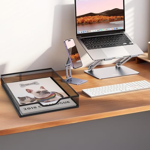 Office Drawer Organizer, 2 Pack Metal Mesh Desk Draw Divider, Versatile Desktop Organizer Tray to Keep Supplies Tidy and Easy to Access, Stackable A4 Paper Holder Tray for School