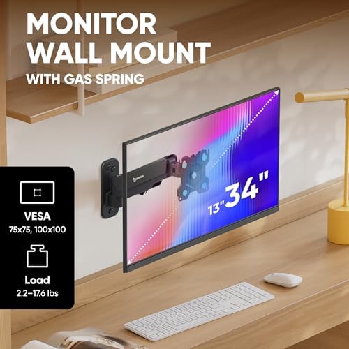ONKRON Monitor Wall Mount 13-34 Inch, 17.6 lbs, max VESA 100x100, Black