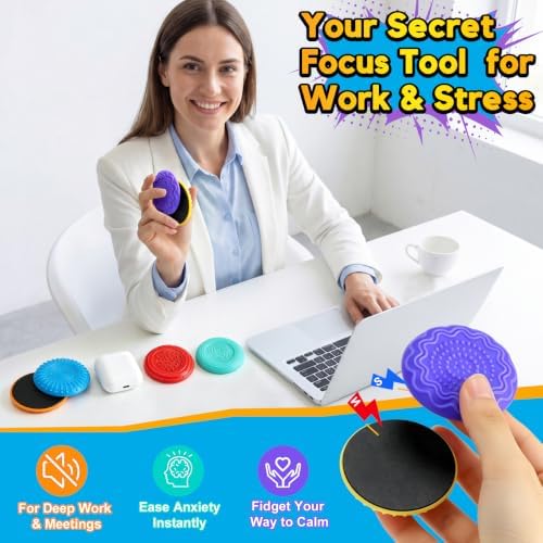 Magnetic Fidget Slider Coin Set 6 Pack, Quiet Stress Relief Toys, Sensory Sliding & Clicking Desk Fidget for Adults & Kids, ADHD Focus Anxiety Relief Office Classroom Portable Fidget Gifts