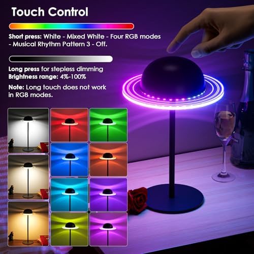 KIBTOY Cordless Table Lamps, Rechargeable Battery Operated Lamps, Touch & Remote Control, 3 CCT & RGB Colors Dimmable,Portable Small Lamp for Bedsides,Kids,Dining Room,Living Room 2Pack