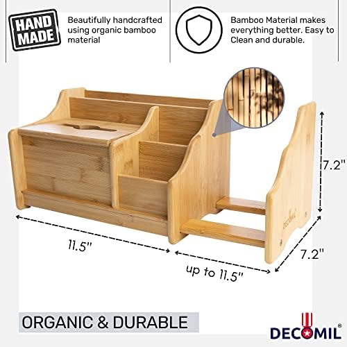 DECOMIL Bamboo Desk Organizer, Wood Desktop Shelf, Perfect Office Decor for Office Supplies Storage, Multifunction Desktop Organizer Shelf