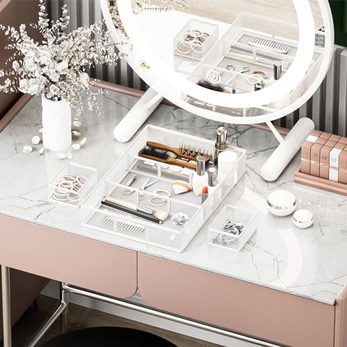 Marbrasse Mesh Desk Drawer Organizer Tray 3 Packs, White