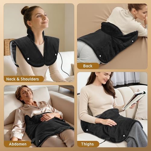 30s Fast Heating Pad for Shoulders and Back, 6X Deeper Pain Relief