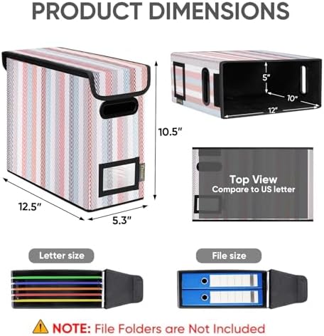 BALEINE File Organizer Box with Lid, Collapsible Hanging File Storage Box
