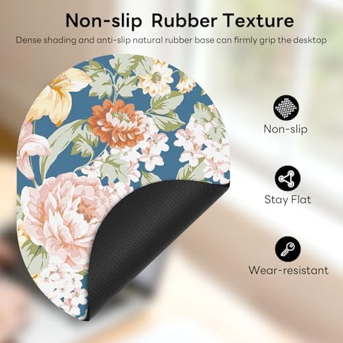 Oval Mouse Pad 6x8in Non-Slip for Laptop,Floral