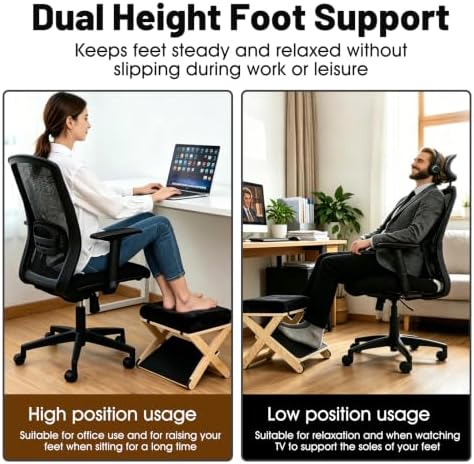 Adjustable Height Foot Rest Under Desk at Work, Foot Stool Under Desk