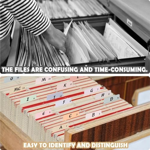 2 Set 50 Alphabet File Dividers A-Z Top Tab File Guides Letter Size 1/5 Cut Tab Manila Alphabetical File Organizer File Cabinet Dividers for Work Office Home School and Desk Organizer（Classic）