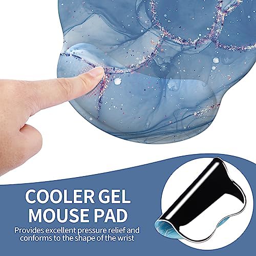 eulps Mouse Pad with Wrist Rest, Comfortable Computer Mousepad with Gel Wrist Support Smooth Surface and Non-Slip PU Base for Pain Relief, Laptop, Office & Home (Ice Lotus)
