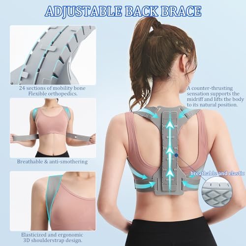Posture Corrector for Women and Men, Adjustable Back Straightener, Upper Back Support Brace, Hunchback Posture Corrector - Relieves Neck, Shoulder, Back Pain