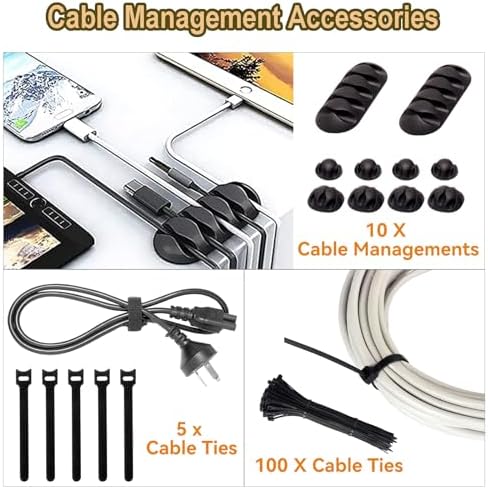 128PCS Cable Management Box 3Pack Cable Management Kit for Power Strip to Hide Wires,Cord Hider Boxes,Cord Box Safe ABS Material Wire Organizer of Cable Clips Sleeve for Home & Office, White