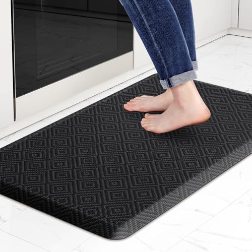 Mattitude Anti-Fatigue Kitchen Mats for Floor Standing Mats 17"x28" Black