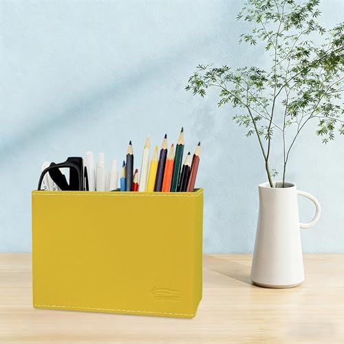 Pen Pencil Holder Cup Container PU Leather Desk Organizer Stand Decor Brush Scissor Decoration Office Home School