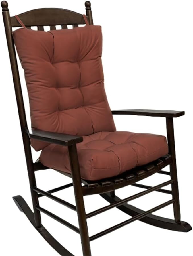 Rocking Chair Cushion Pad, 2 Pieces Indoor/Outdoor Rocking Soft Thickened Patio Chaise Lounger Cushion Overstuffed Patio Chair Cushion (Deep Coffee)