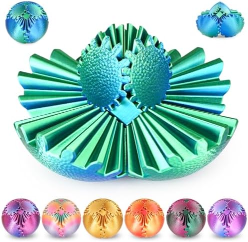 Gear Ball Fidget Toys Steampunk Gear Sphere Stress Relief for Kids Adults 3D Printed Unique Funny Birthday Gift for Christmas White Elephant Stocking Stuffer Easter (Christmas Green, Dia. 2.5" )