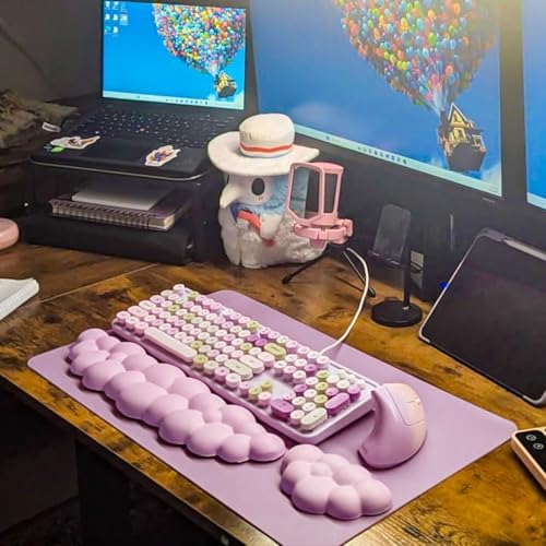 JIKIOU Upgrade Leather Cloud Wrist Rest for Keyboard and Mouse & Cup Pad