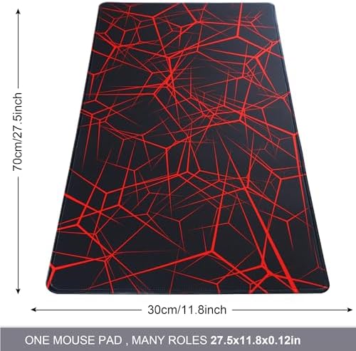 Large Mouse Pad,Non-Slip Rubber Base,[27.5x11.8IN] Computer Desk Mat for PC, Mac, Laptop - Stitched Edges and Smooth Surface for Office, Home, Work-70x30 Redline