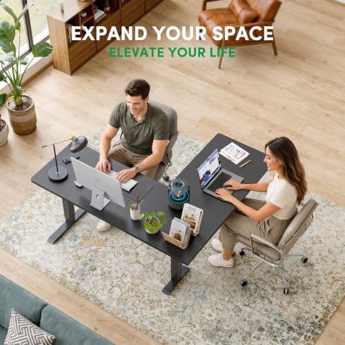 FEZIBO 63" x 55" L-Shaped Standing Desk - Adjustable Corner Desk L Shape, L-Shaped Adjustable Desk with Splice Board, L Shape Standing Desk, Black