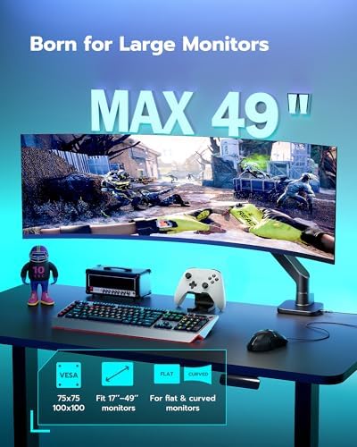 ARES WING Ultrawide Monitor Desk Arm with USB A/C for 17 to 49 Inch Screen