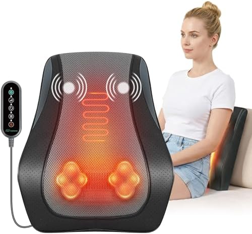 Snailax Neck & Back Massager with Heat, 4D Shiatsu Massage Pillow for Pain