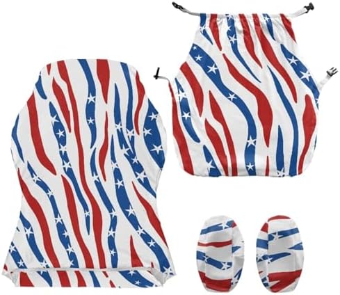 American Flag Zebra Print Gaming Chair Cover with Armrest Covers Stretch Non Slip Furniture Protector Washable Anti Dust Computer Chair Slipcover