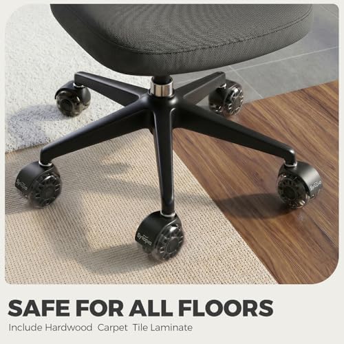 Sytopia Office Chair Wheels Replacement, 2.5 Inch Heavy Duty Caster Set, for Carpet and Hardwood Floors, Universal Size 11x22mm, Fits 99%, Black