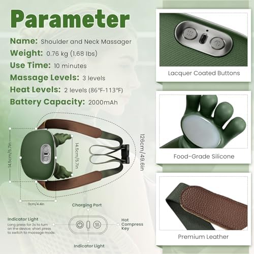 2026 4D Neck Massager with Heat, Deep Tissue Pain Relief,Shoulder Massager
