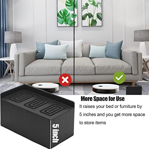 MYMULIKE Bed Risers 5 inch, 8 Pack Oversized Extra Large 7x4inch Post, 11000lbs Heavy Duty Couch Risers, L Shape Wide Opening Extra Large Furniture Risers for Bed, Couch, Sofa, Table, Chair